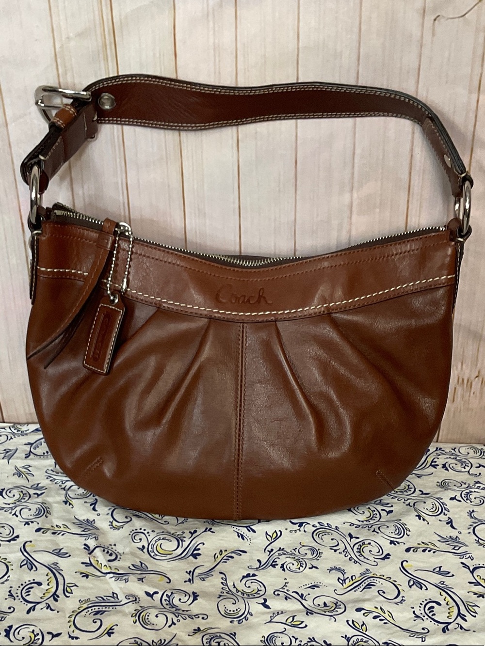 Coach Brown Leather Shoulder Hobo Bag. #2000
